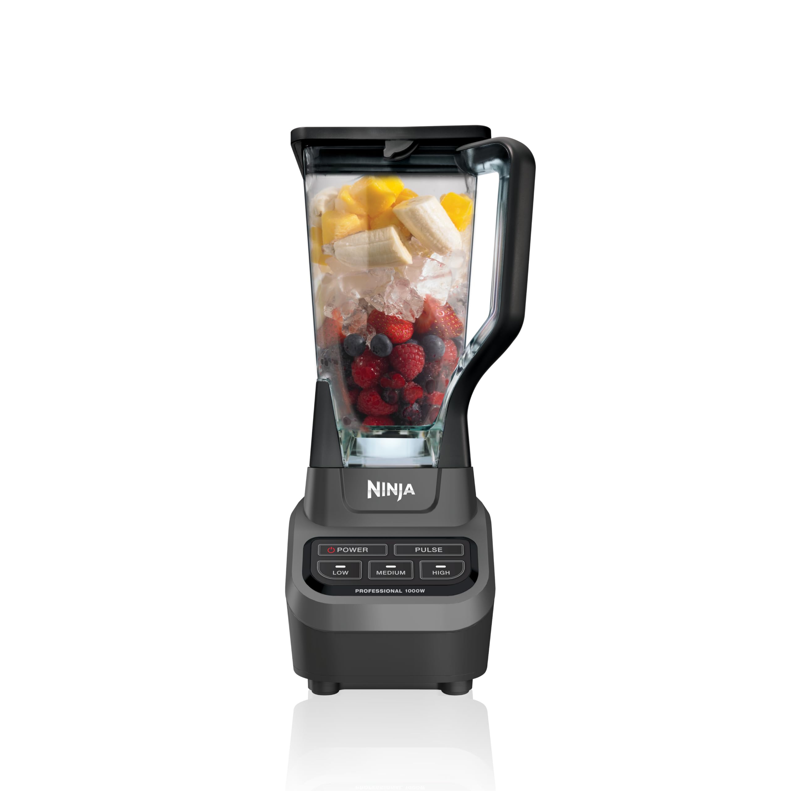 Ninja Professional Blender | Smoothie Blending, Drink Mixer, Grinder, Ice Crusher, Frozen Fruit Blending | 1000W Power, Total Crushing Technology, XL 72-oz. Pitcher | Black & Grey | BL610