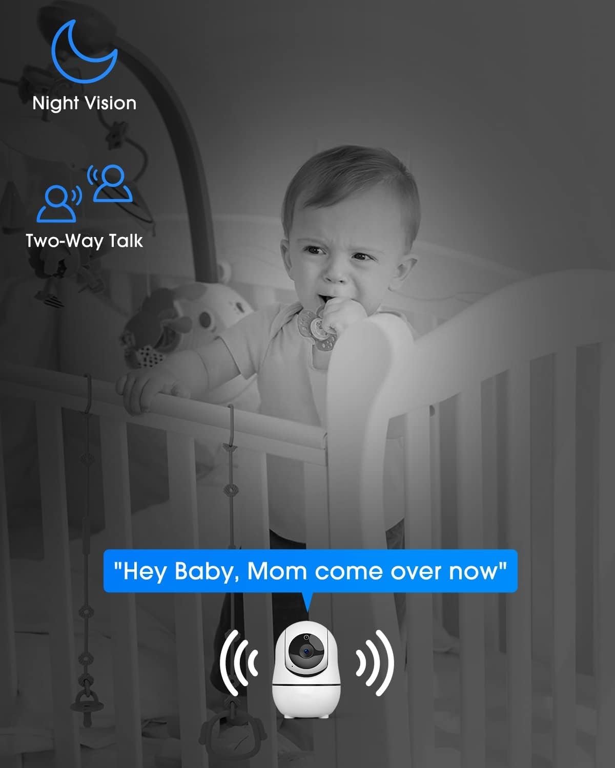Kidsneed Baby Monitor - 3.5" Screen Video Baby Monitor with Camera and Audio - Remote Pan-Tilt-Zoom, Night Vision, VOX Mode, Temperature Monitoring, Lullabies, 2-Way Talk, 960ft Range - Image 3