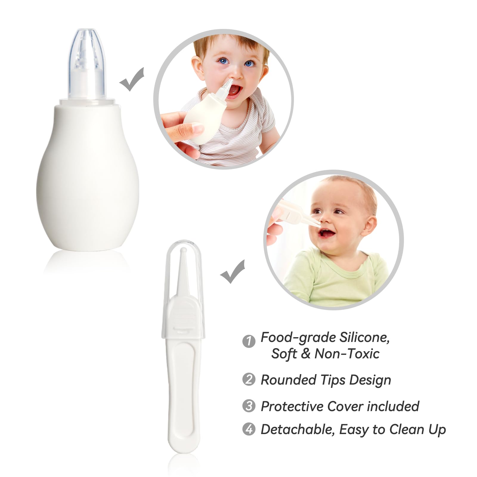 Baby Grooming Kit, Infant Safety Care Set with Hair Brush Comb Nail Clipper Nasal Aspirator,Baby Essentials Kit for Newborn Girls Boys (Grey White) - Image 3
