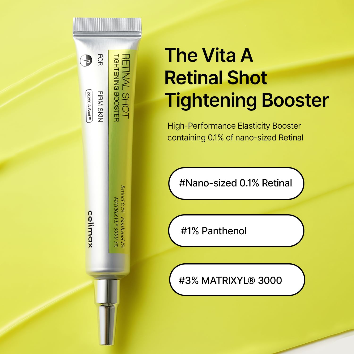celimax The Vita A Retinal Shot Tightening Booster | 0.1% Retinal, 3% Matryxyl, High-Strength Retinoid for Anti-Aging, Pore Minimizer, Wrinkles & Fine Lines, Firmer Skin, 15ml, Korean Skin Care Gift - Image 3
