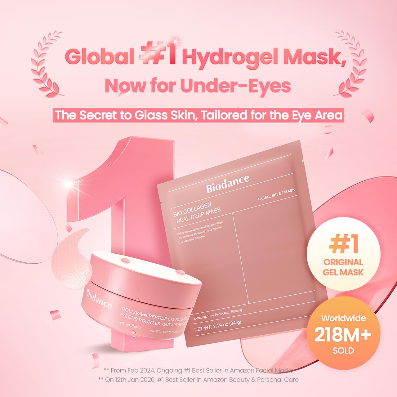BIODANCE Collagen Peptide Eye Patches, Anti Wrinkle & Smile Line Patches for Face, Under Eye Mask for Fine Lines & Eye Bags, Travel Essentials & Self Care Gifts for Women, Korean Skin Care (60 Count) - Image 2