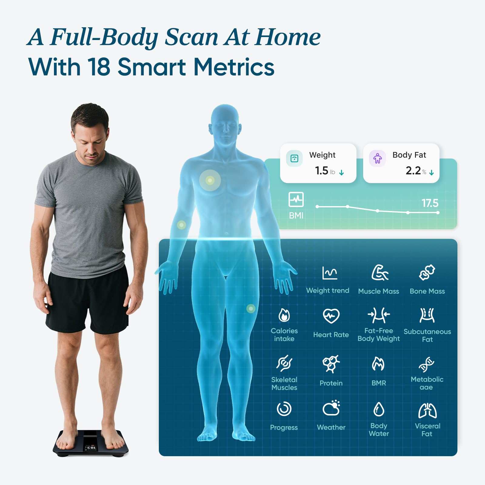 Etekcity FSA&HSA Eligible Smart Scale for Body Weight Fat, Digital Weighing Machine for Accurate BMI Muscle Mass Composition, Apple Health Compatible Fitness Equipment,TFT,Tempered Glass,Black - Image 4