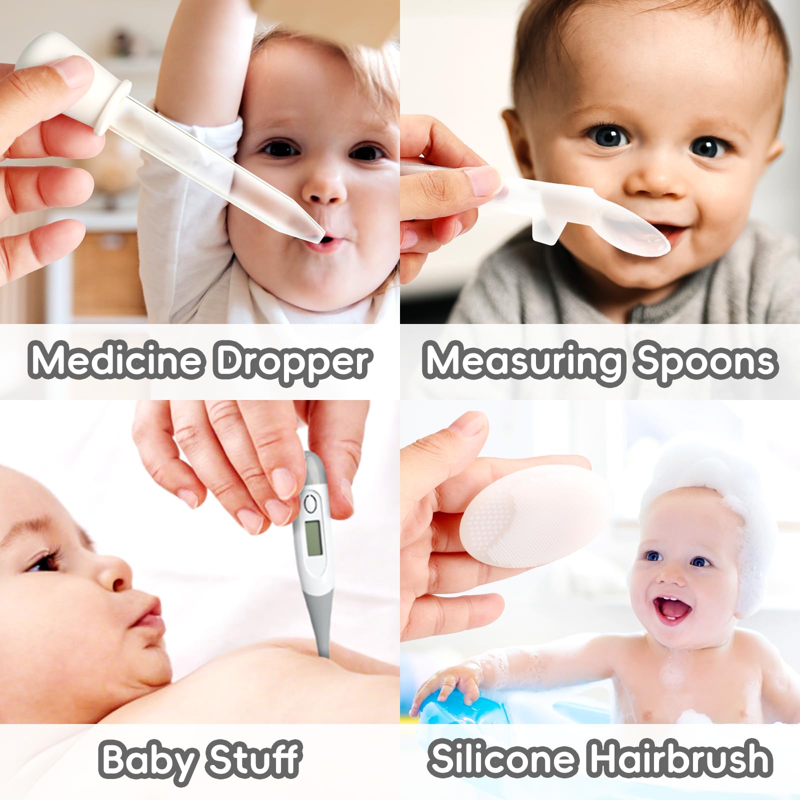 Baby Grooming Kit, Infant Safety Care Set with Hair Brush Comb Nail Clipper Nasal Aspirator,Baby Essentials Kit for Newborn Girls Boys (Grey White) - Image 6