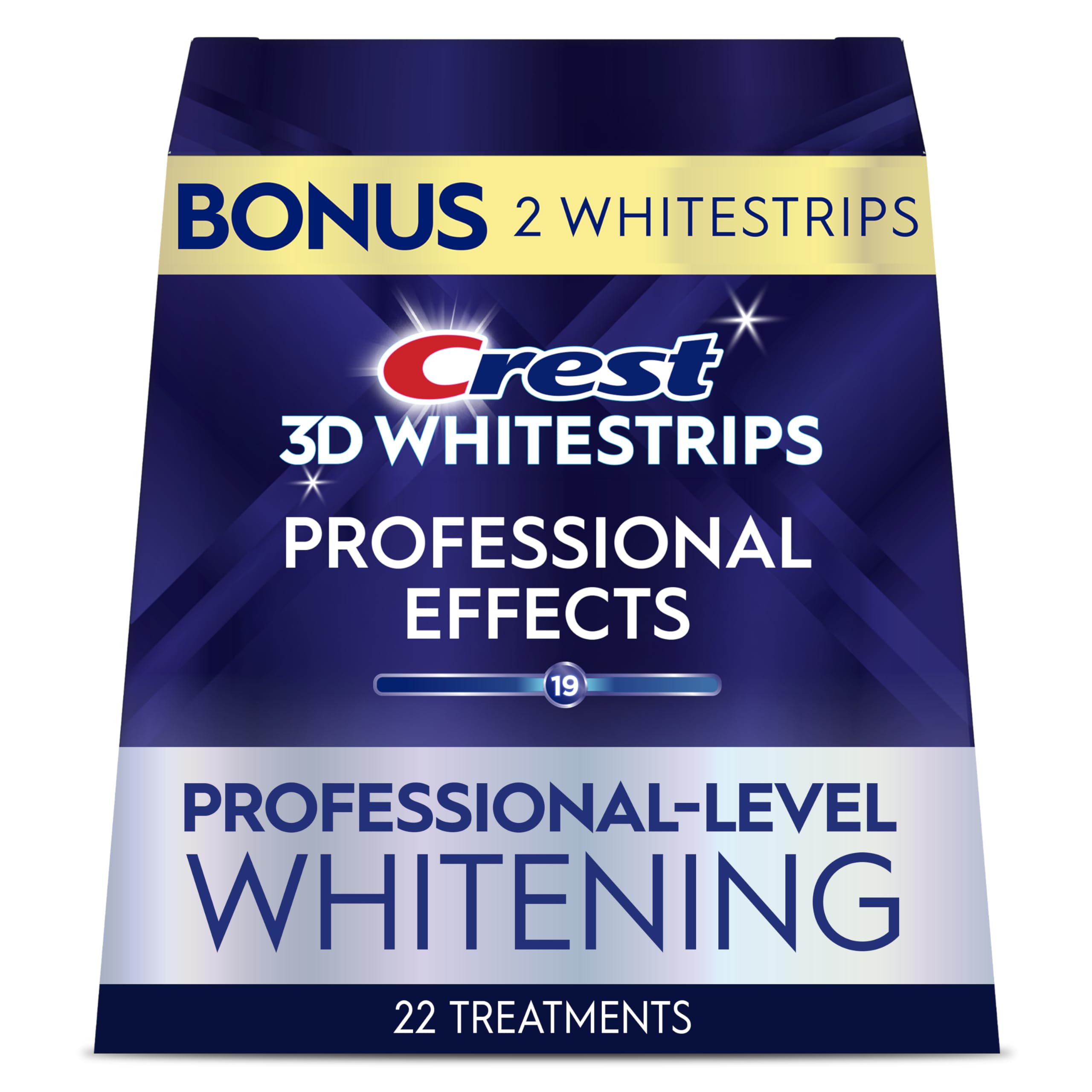 Crest Teeth Whitening Strips, Crest 3D Whitestrips Professional Effects, Enamel Safe Teeth Whitening Kit, 22 Treatments (44 Strips), Professional-Level Whitening, 19 Levels Whiter