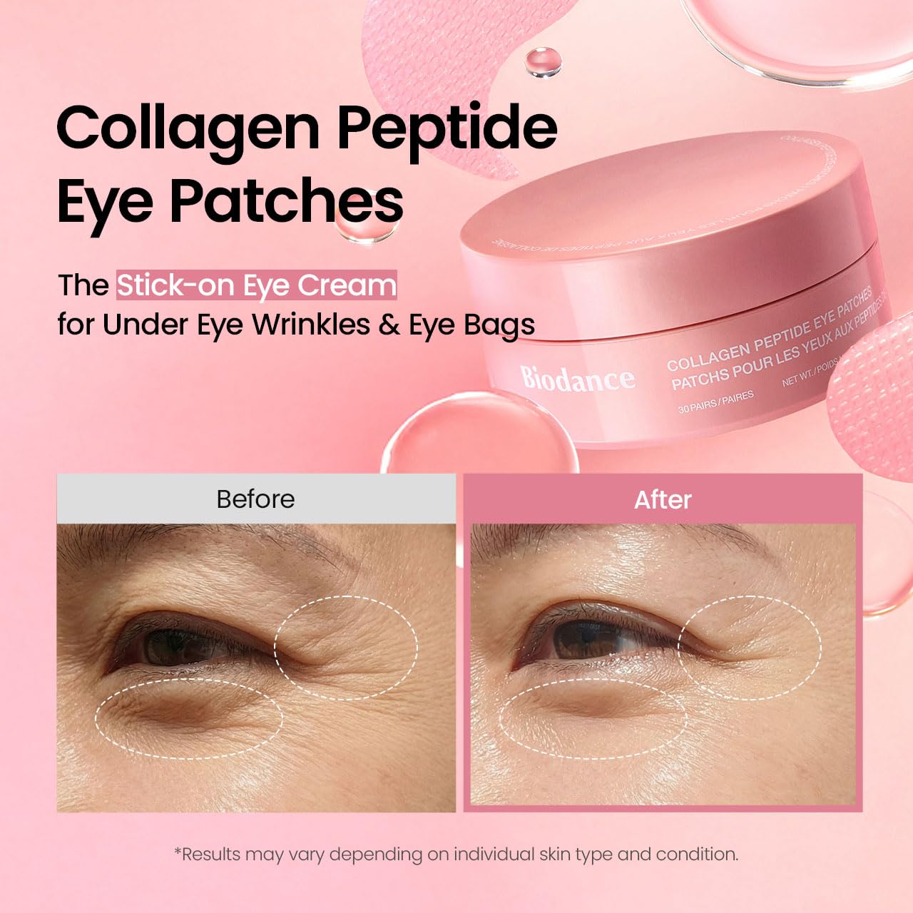 BIODANCE Collagen Peptide Eye Patches, Anti Wrinkle & Smile Line Patches for Face, Under Eye Mask for Fine Lines & Eye Bags, Travel Essentials & Self Care Gifts for Women, Korean Skin Care (60 Count) - Image 3