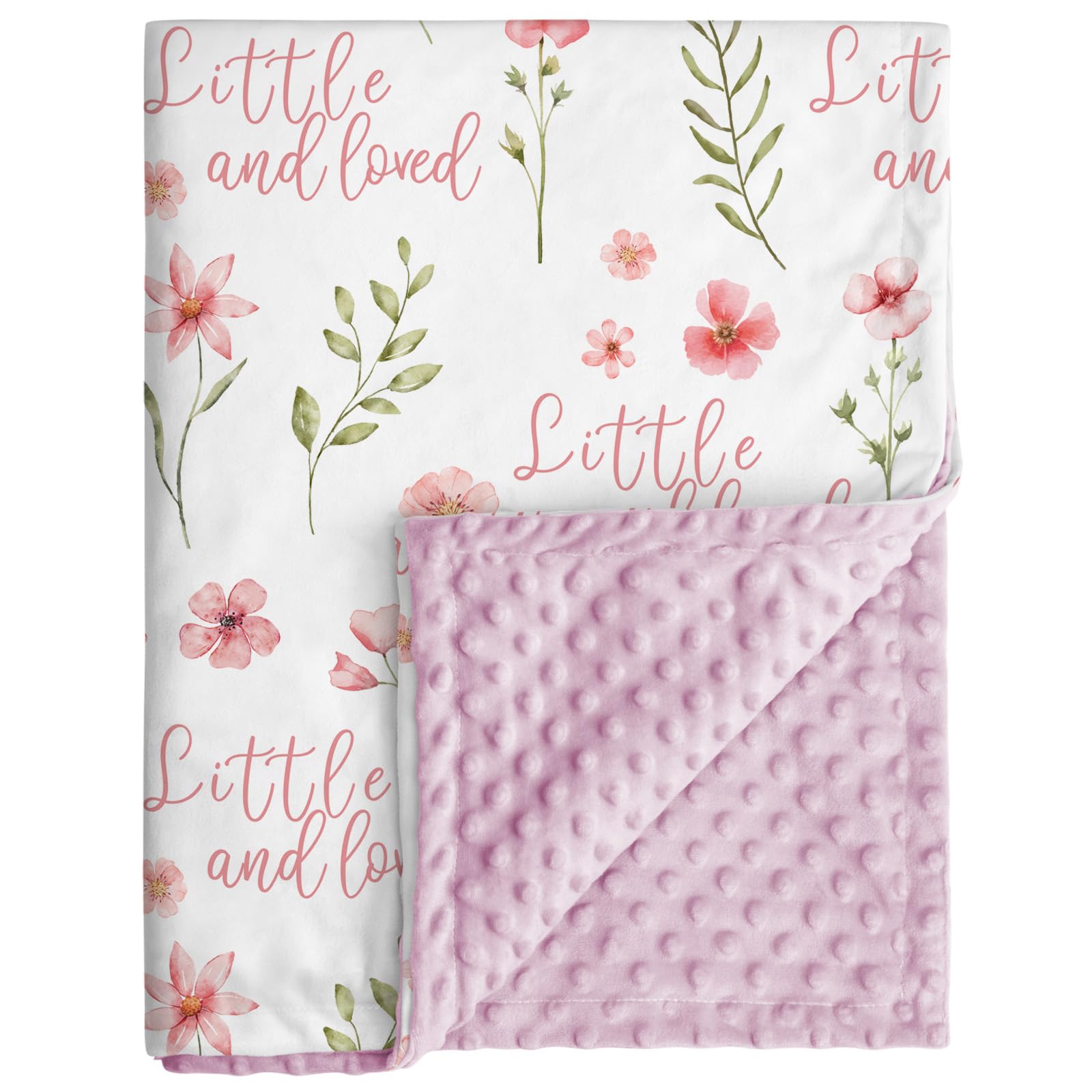 CIVARUA KIDS Floral Baby Blankets for Girls – Super Soft Nursery Minky Blanket, Newborn Baby Blanket with Double Layer Dotted Backing, Pink Lightweight Bed Throw Blanket, 30 x 40 Inch