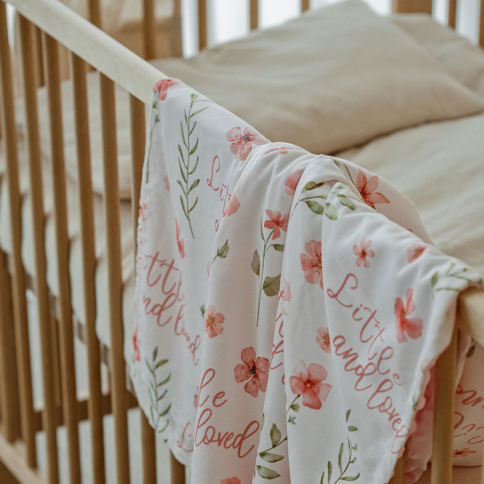 CIVARUA KIDS Floral Baby Blankets for Girls - Super Soft Nursery Minky Blanket, Newborn Baby Blanket with Double Layer Dotted Backing, Pink Lightweight Bed Throw Blanket, 30 x 40 Inch - Image 6