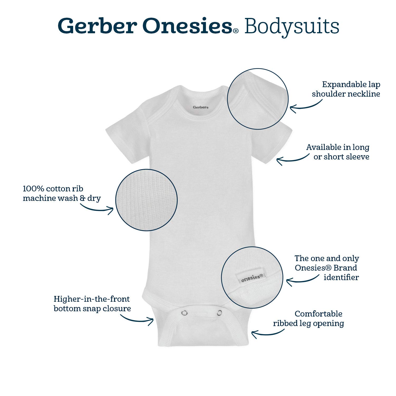 Gerber Baby 5-Pack Solid Onesies Bodysuits, Gray, 0-3 Months - Image 3