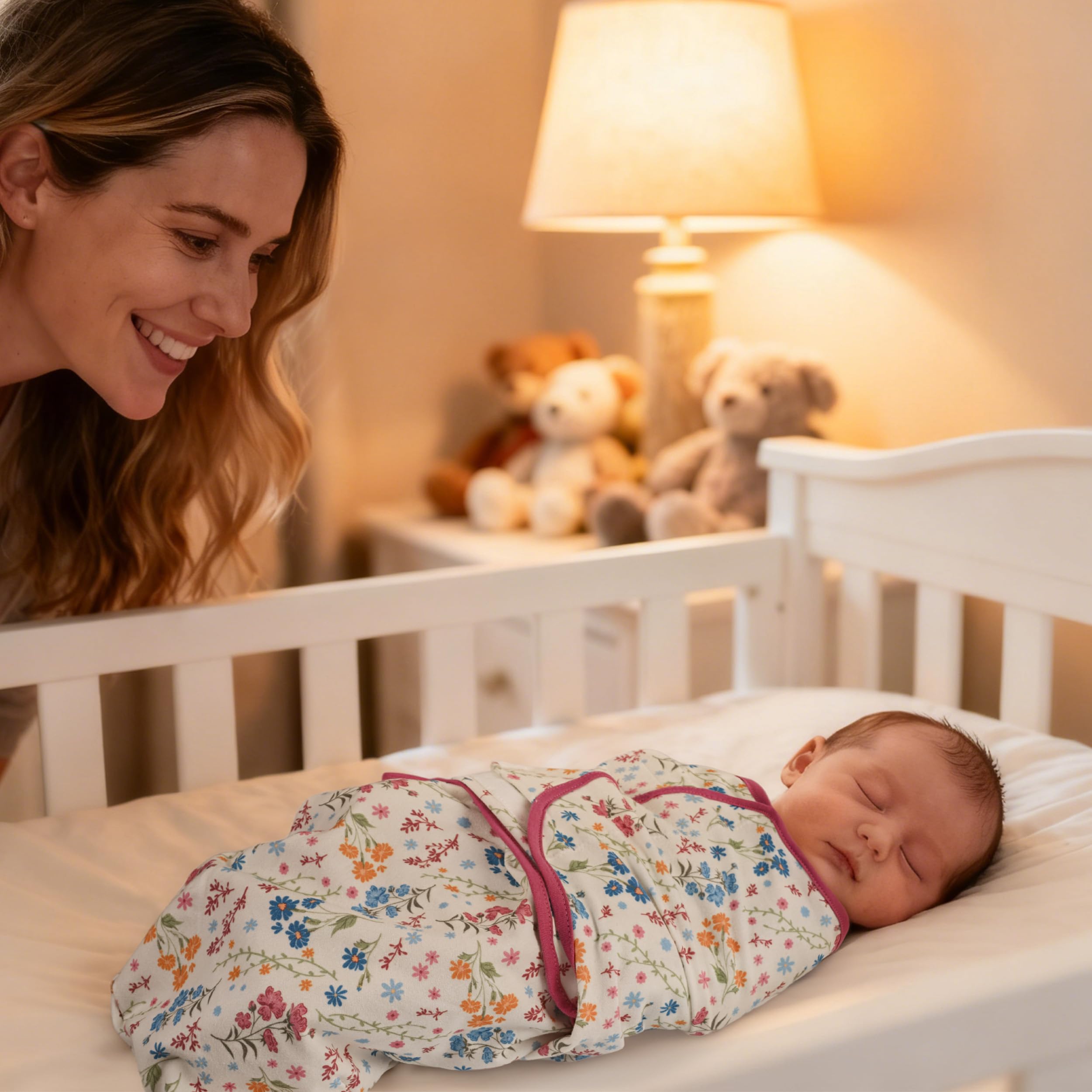 CIVARUA KIDS Cotton Baby Swaddles for Newborn, Soft & Snug Newborn Swaddle 0-3 Months Sleep Sack Helps Calm Startle Reflex, 2-Pack Wrap Nursery Swaddling Blankets Country Floral - Image 7