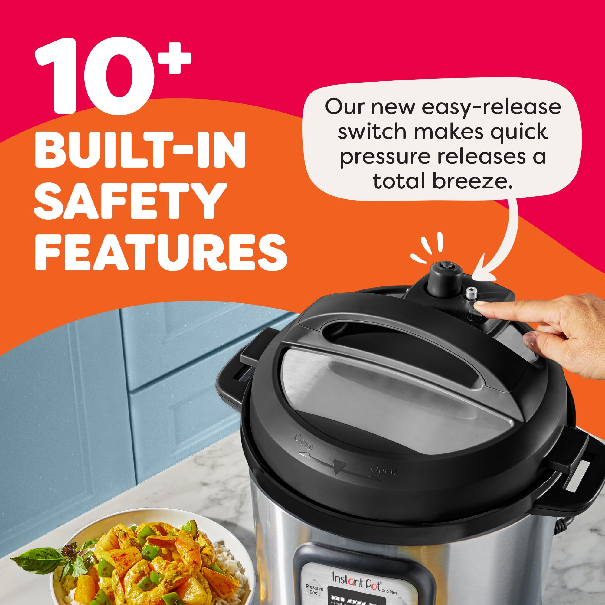 Instant Pot Duo Plus 9-in-1 Multicooker, Pressure Cooker, Slow Cook, Rice Maker, Steamer, Sauté, Yogurt, Warmer & Sterilizer, Includes App with Over 800 Recipes, Stainless Steel, 6 Quarts - Image 6