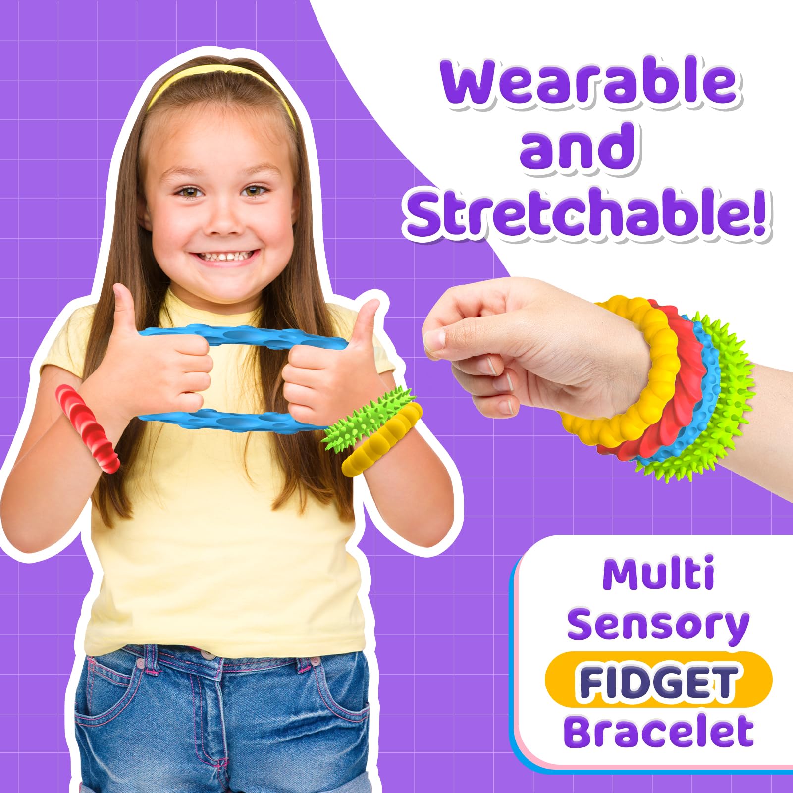 Sensory Toys Fidgets for Kids Adults - 4 Pack Stretchy Fidget Toys Bracelets | Texture & Calming Autism Sensory Toys for Special Needs Autistic Children Classroom Fidgets| Squishy Fidgets Travel Gifts - Image 2
