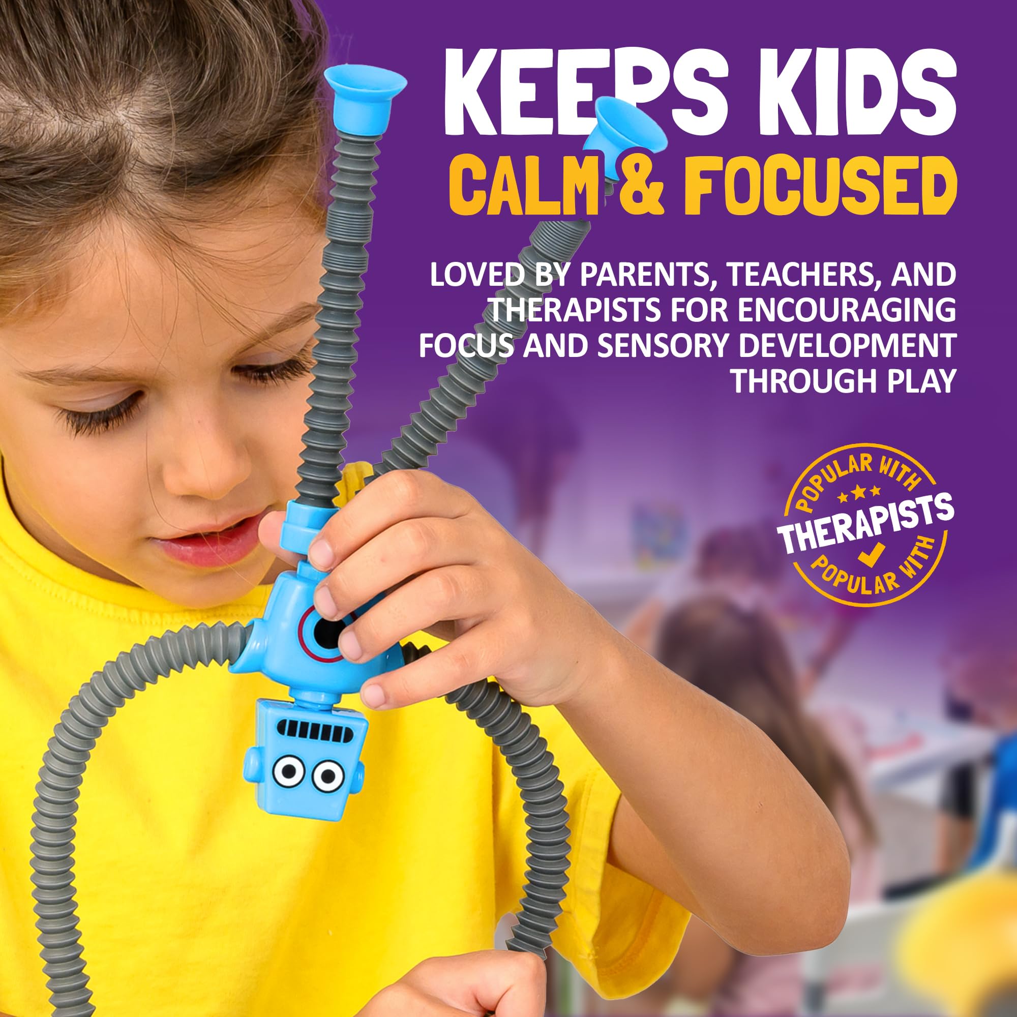 nutty toys Sensory Robot Toys 4pk - Top Pop Tubes Fidget 2026 for ADHD & Autism Ages 3 4 5 6 7 8 9 10 11 12, Best Kids Travel Idea, Unique Christmas Toddler & Tween Gift Idea & Boy Stocking Stuffers - Image 7