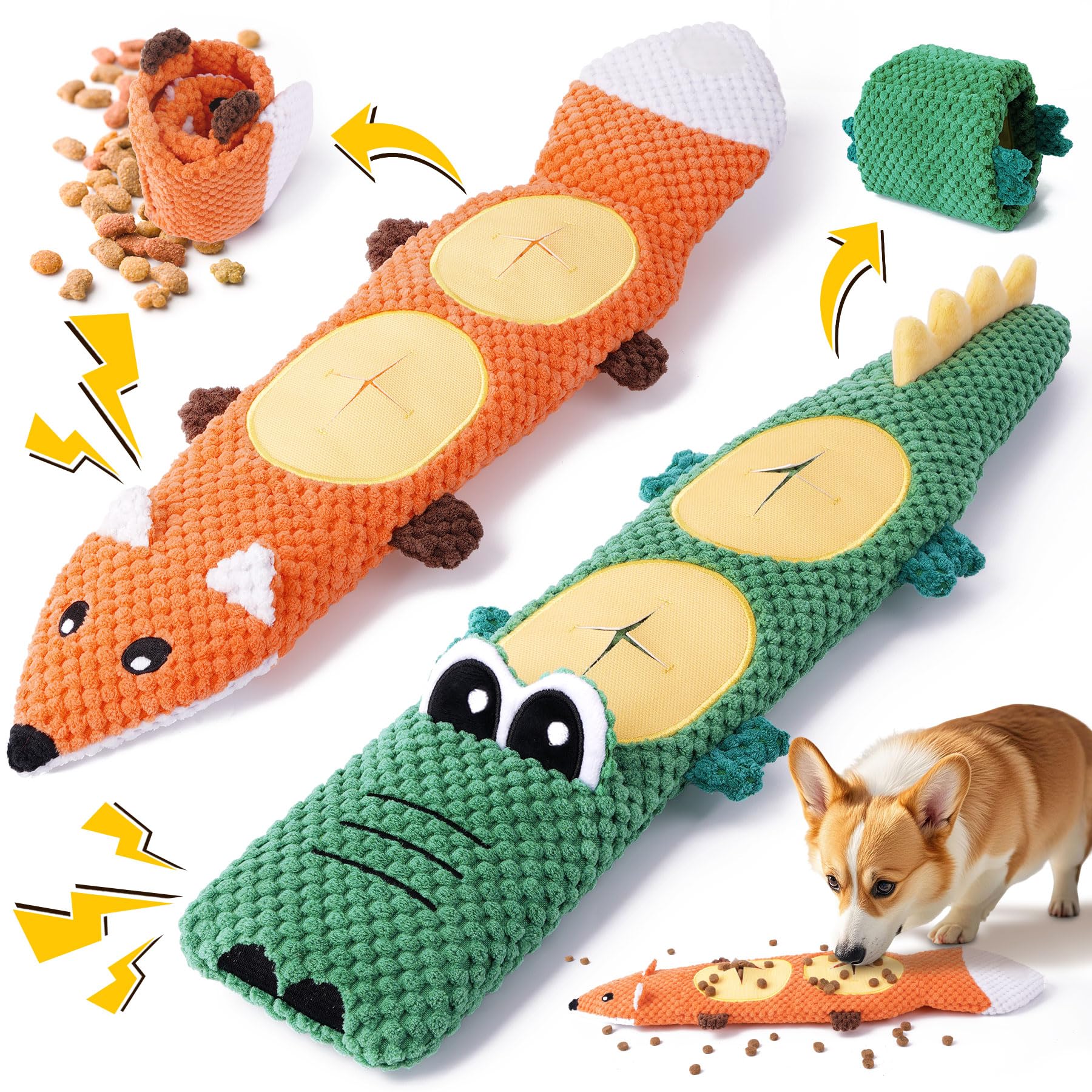 XIUGOAL Dog Toys for Aggressive Chewers, 2 Pack No Stuffing Dog Toys for Boredom and Teething, Squeaky Chew Toy for Small, Medium Breed to Keep Them Busy