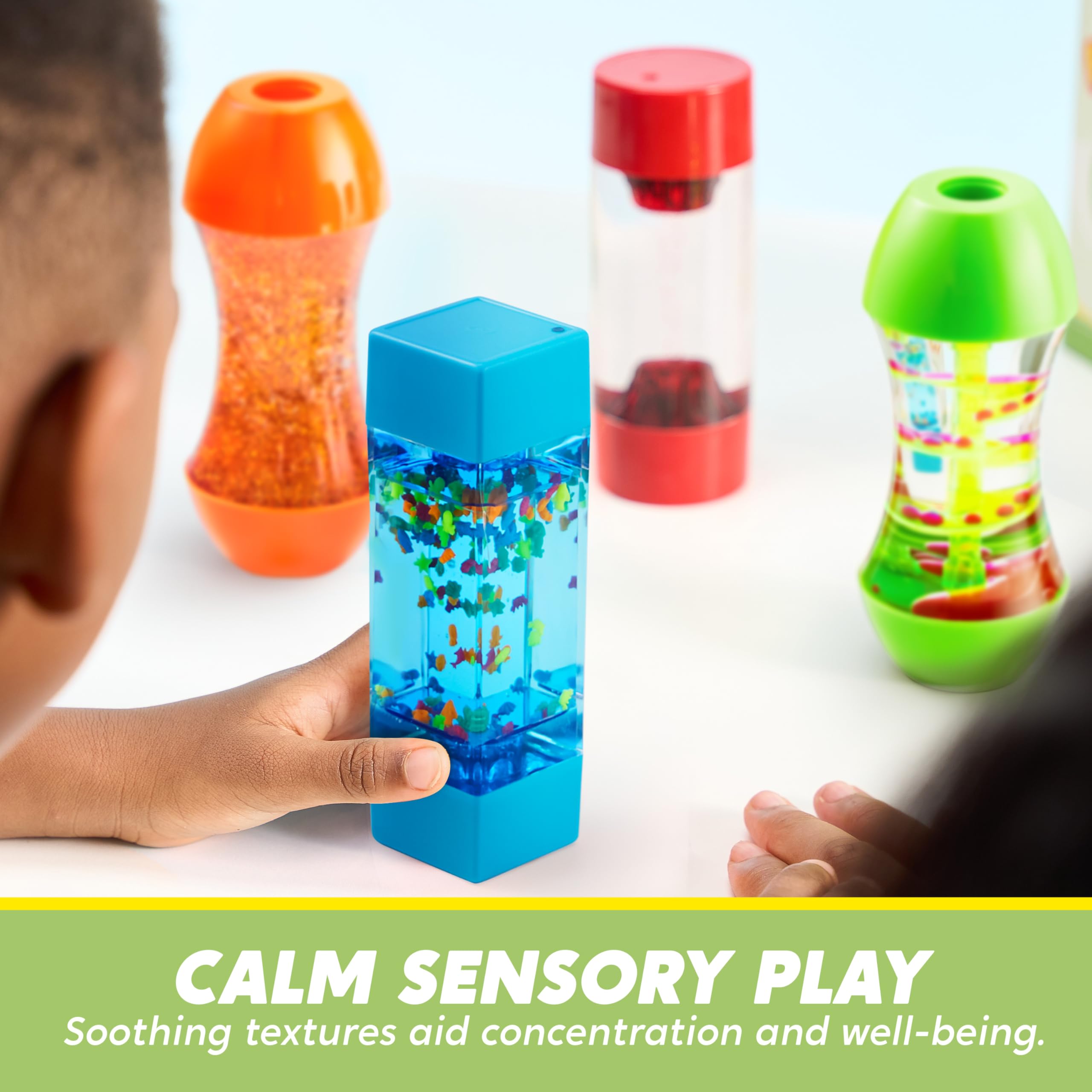 JOYIN 4-Pack Fidget Tubes for Kids, Sensory Tubes, Stress Relief Toy, Speech Therapy, Calming Toys for Children with Autism, Calm Down Corner Classroom Supplies, Back to School Gifts for Toddlers - Image 3
