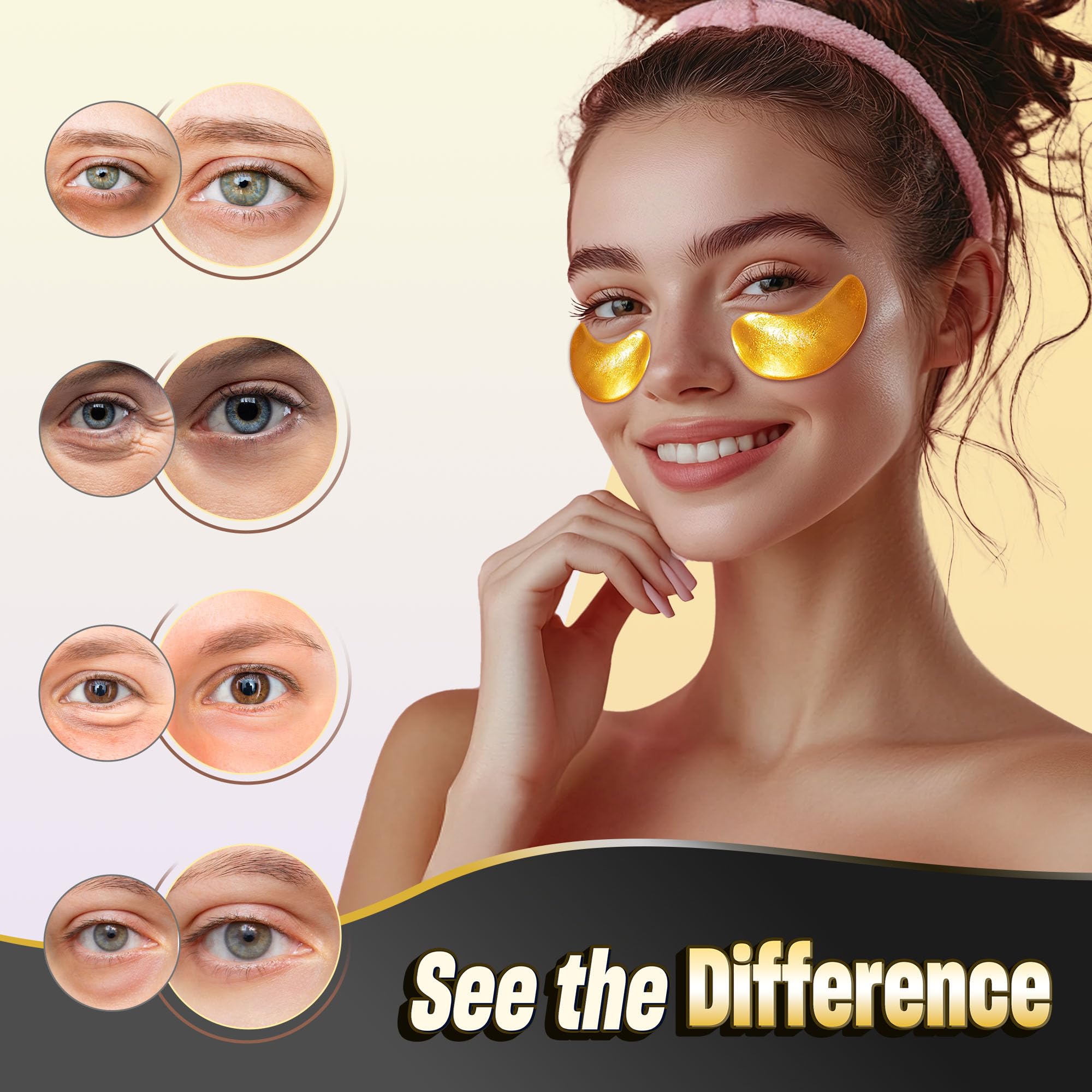 NAZANO 24K Gold Under Eye Patches - 60 Pack Eye Masks - Image 3