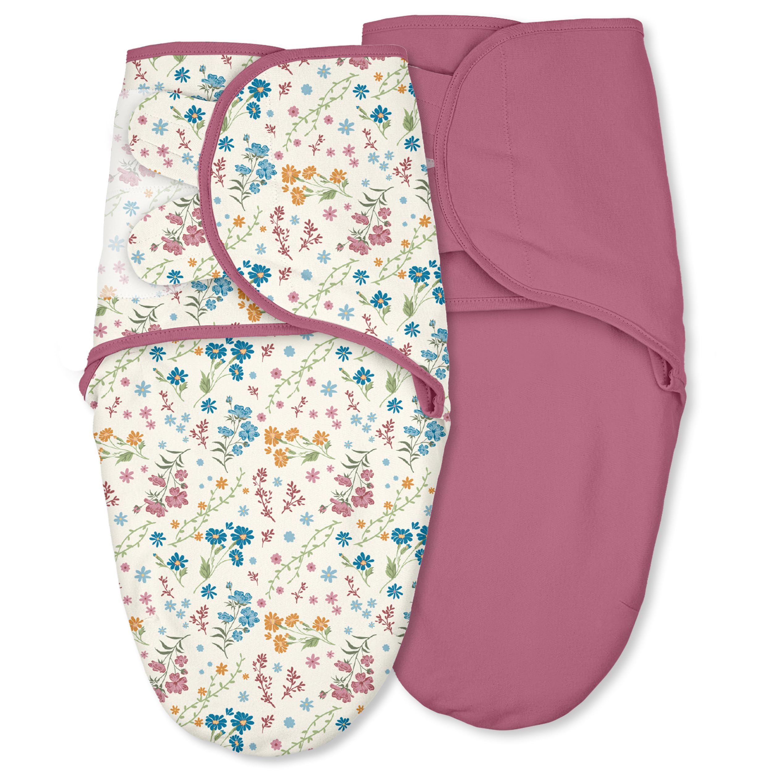 CIVARUA KIDS Cotton Baby Swaddles for Newborn, Soft & Snug Newborn Swaddle 0-3 Months Sleep Sack Helps Calm Startle Reflex, 2-Pack Wrap Nursery Swaddling Blankets Country Floral