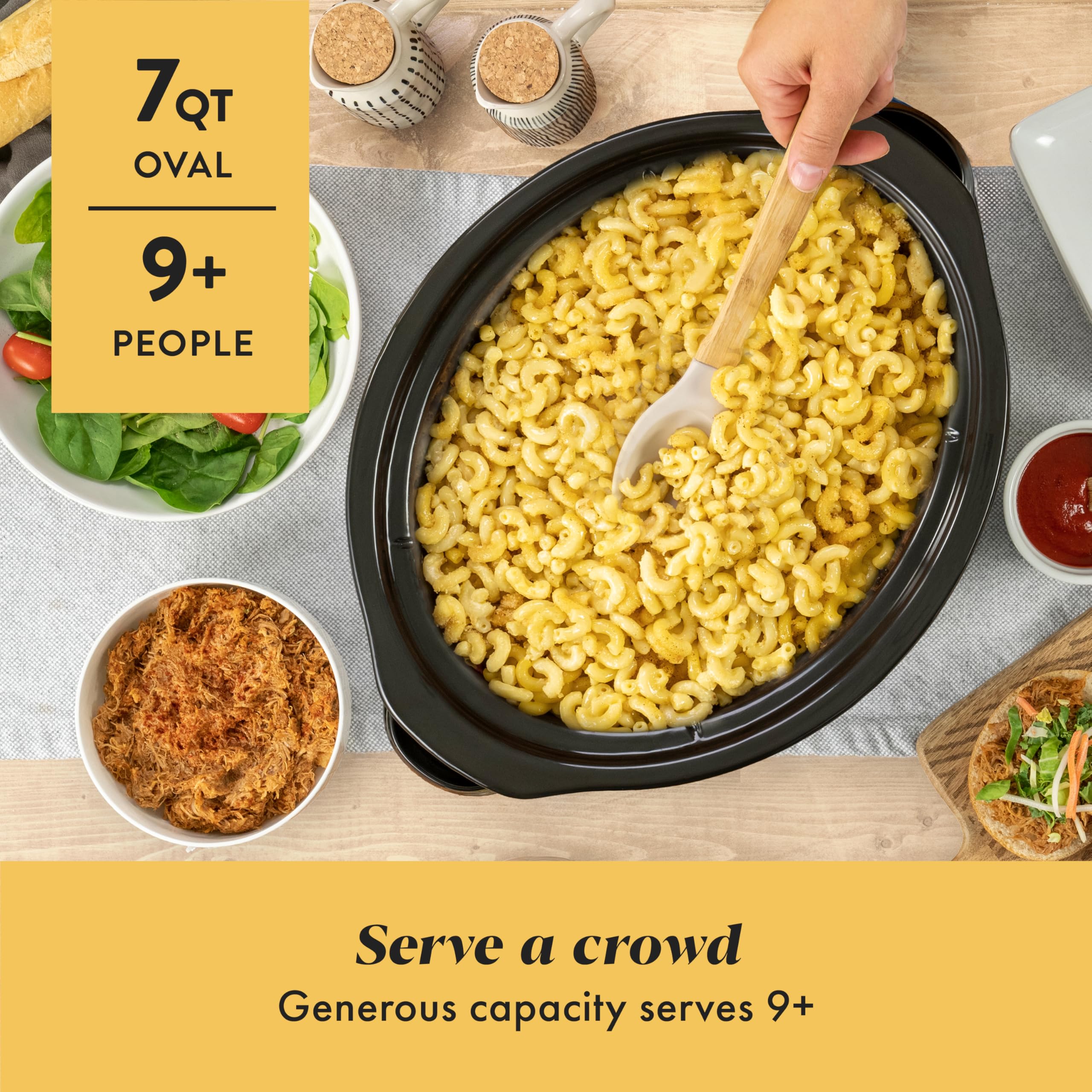 Crock-Pot 7-Quart Manual Slow Cooker, Family Size Serves 8+ People & Fits 6-lb Roast, Removable Stoneware with Warming Setting, Dishwasher Safe for Easy Cleanup, Stainless Steel - Image 2
